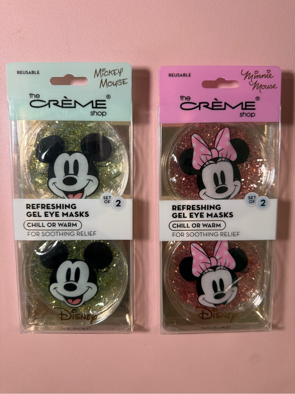 NIB The Crème Shop Disney Mickey & Minnie Refreshing Gel Eye Masks Set of 2